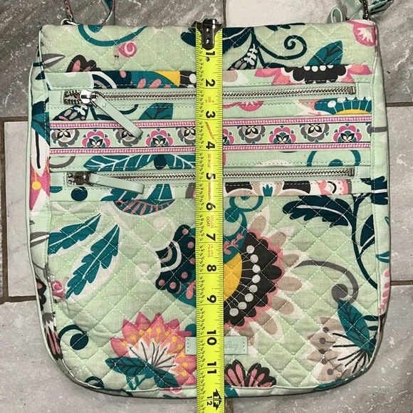 Vera Bradley Iconic Triple Zip Hipster Crossbody Mint Floral Pattern - Picture 13 of 15